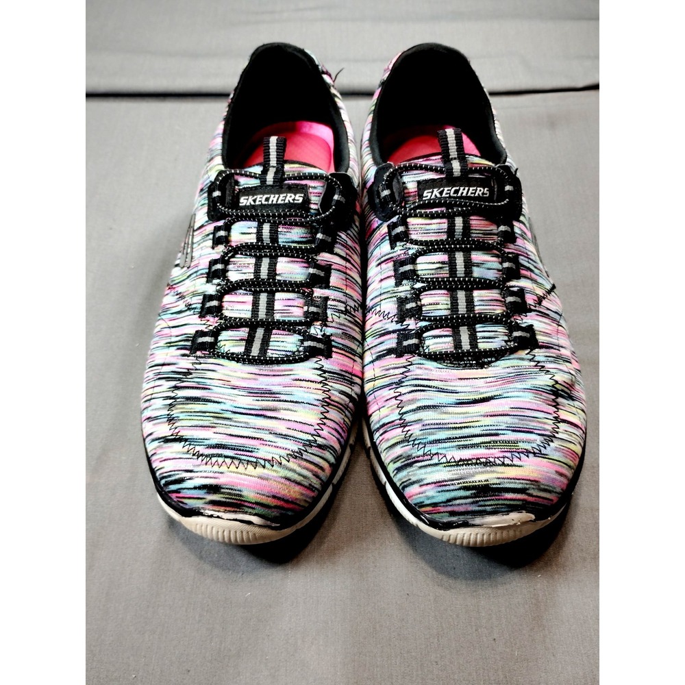 Skechers Women 9.5 Empire Game On Black Multicolor Slip‎ On Sneaker Shoes 12414 - Picture 2 of 12